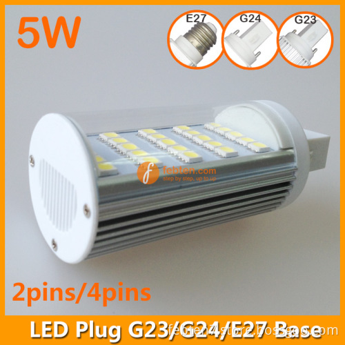 5W LED Plug Lamp G23/G24/E27 Round Shape